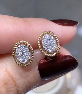 Two Tone Diamond Earrings 0.48ctw Twisted Rope Detail
