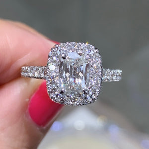 Henri Daussi Signed 1..02ct Cushion Cut Halo Diamond Engagement Ring