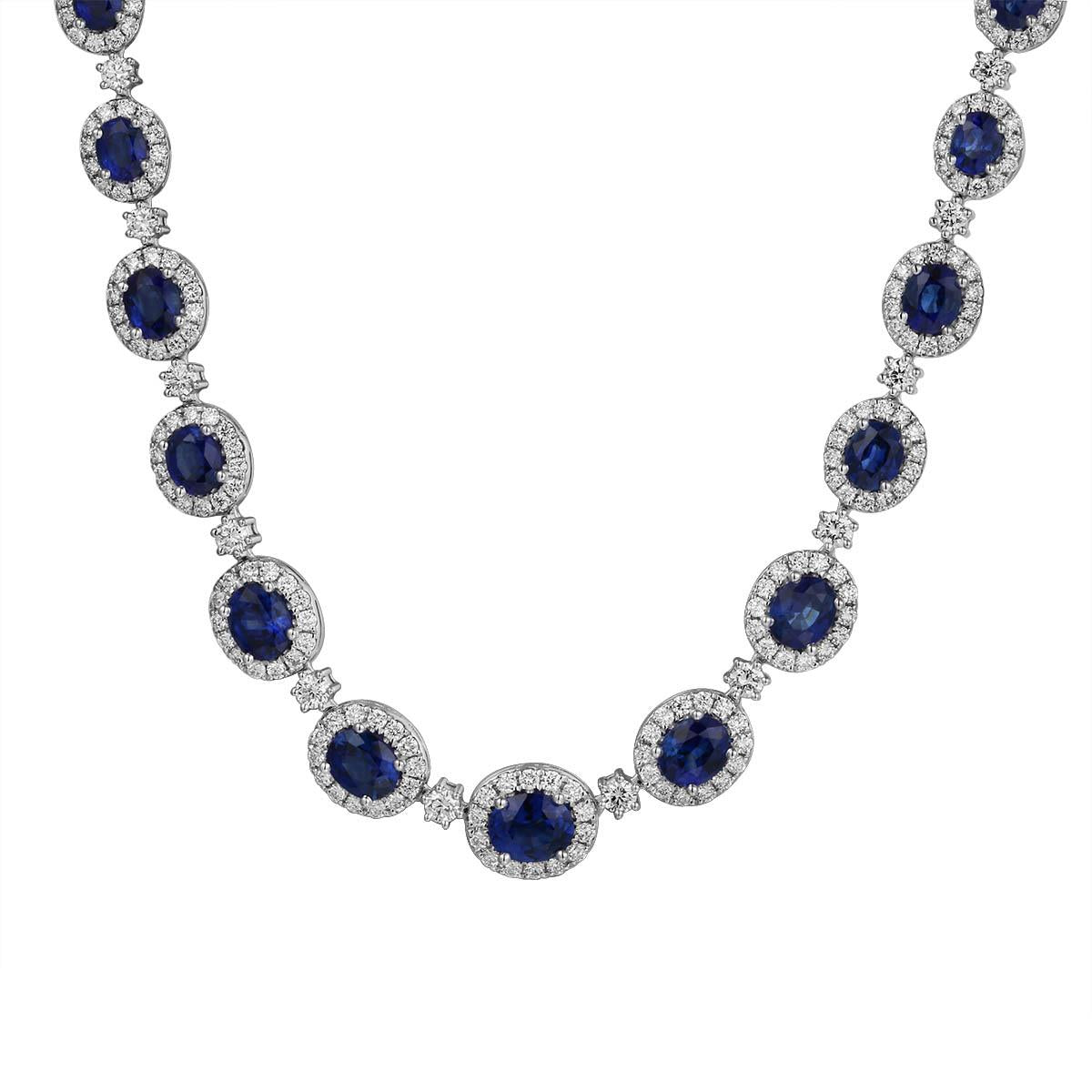 10.14carat Royal Blue Sapphire Diamond Statement Necklace