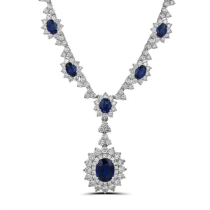 16.11carat Royal Blue Sapphire Diamond Statement Necklace