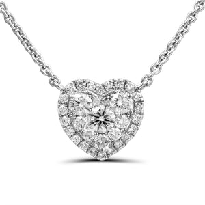 0.72ct t.w. Diamond Heart Halo Solitaire Necklace
