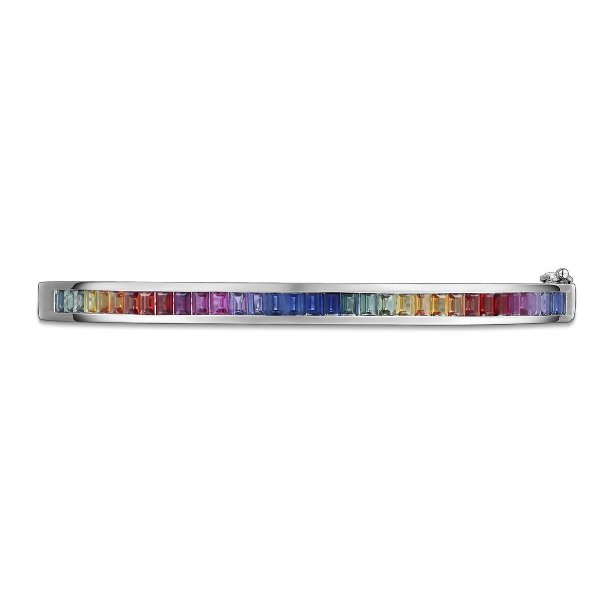 Fancy Color Rainbow Sapphire Bangle Bracelet
