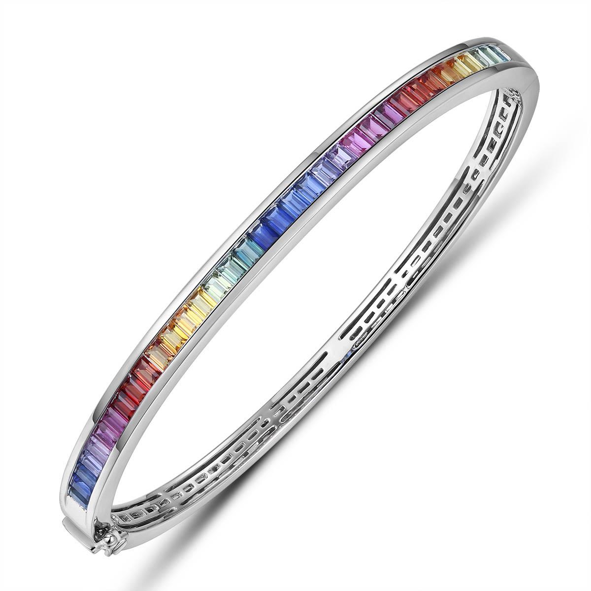 tw Fancy Color Rainbow Sapphire Bangle Bracelet – HANIKEN