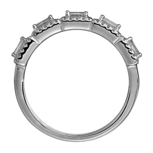 Ladies Diamond Emerald-cut & Pave Ring 0.49ctw