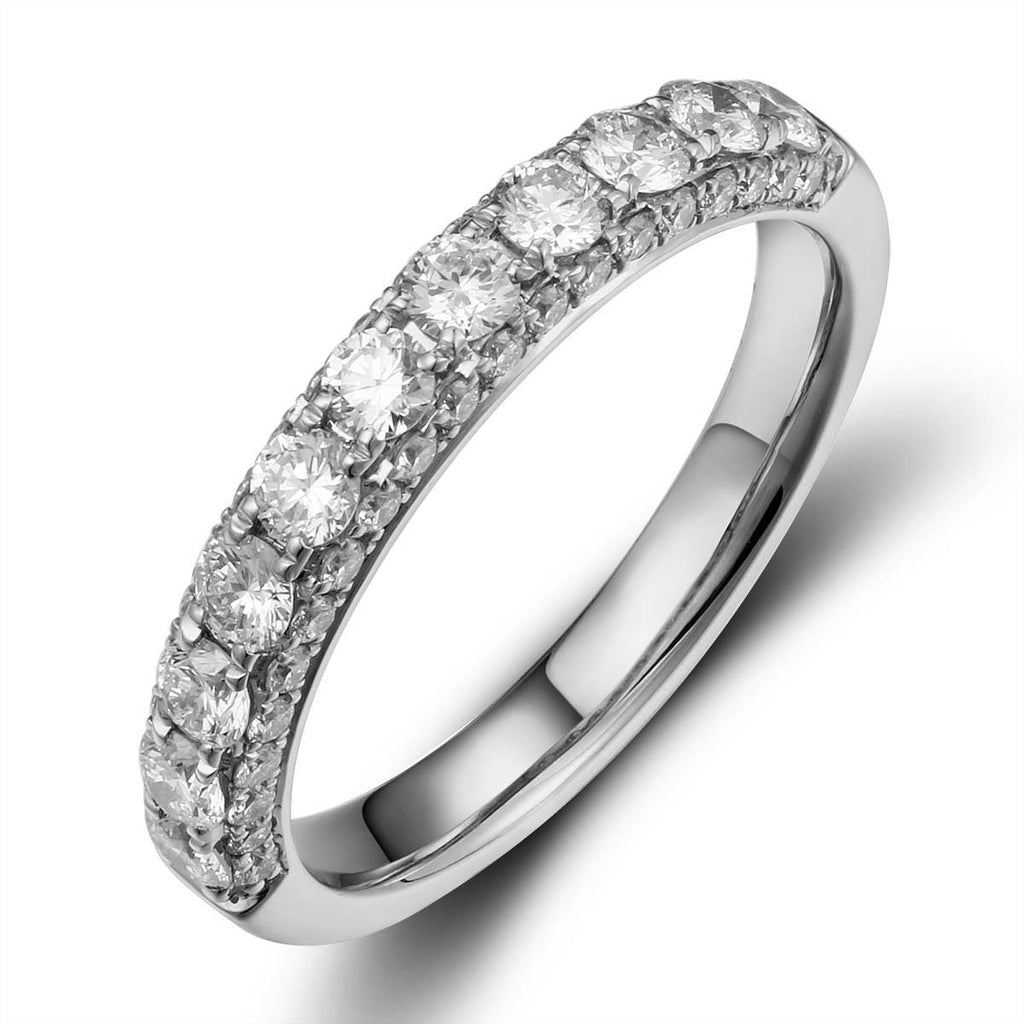 0.92ct tw Three Row Pave Diamond Eternity Band