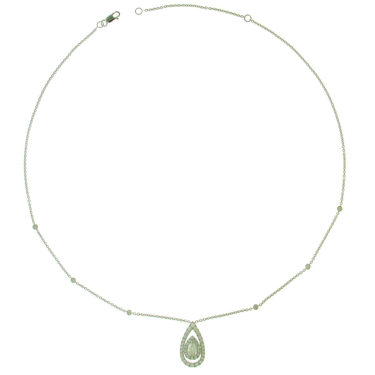 1.47ctw Pear Shape Halo Diamond Pendant Necklace