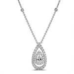 1.47ctw Pear Shape Halo Diamond Pendant Necklace