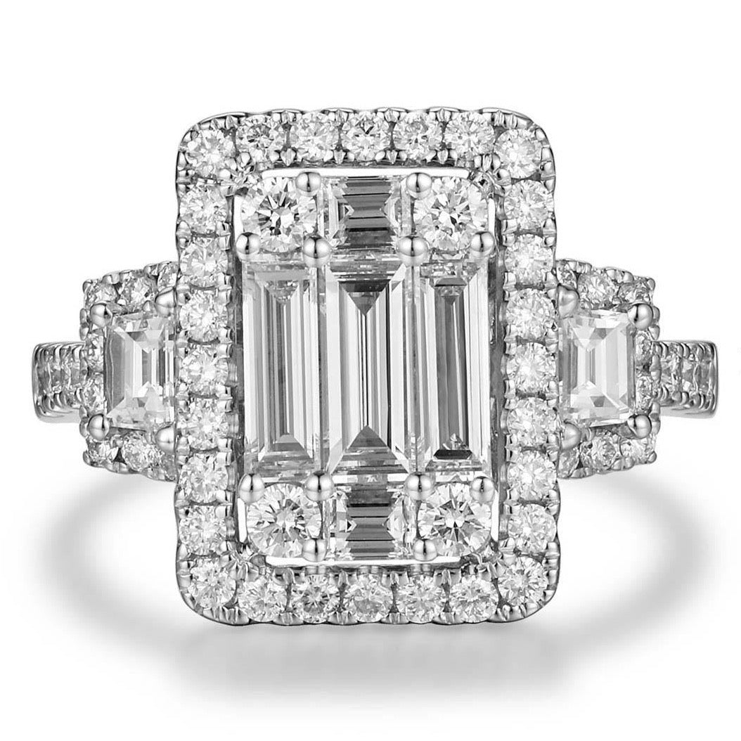 1.90CT T.W. Emerald Cut Diamond Ring