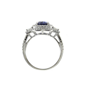 Ladies Statement 3.14ct Oval Cut Blue Sapphire & Diamond Ring