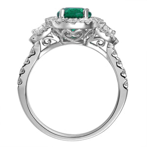Ladies Statement 1.56ct Oval Cut Emerald & Diamond Ring