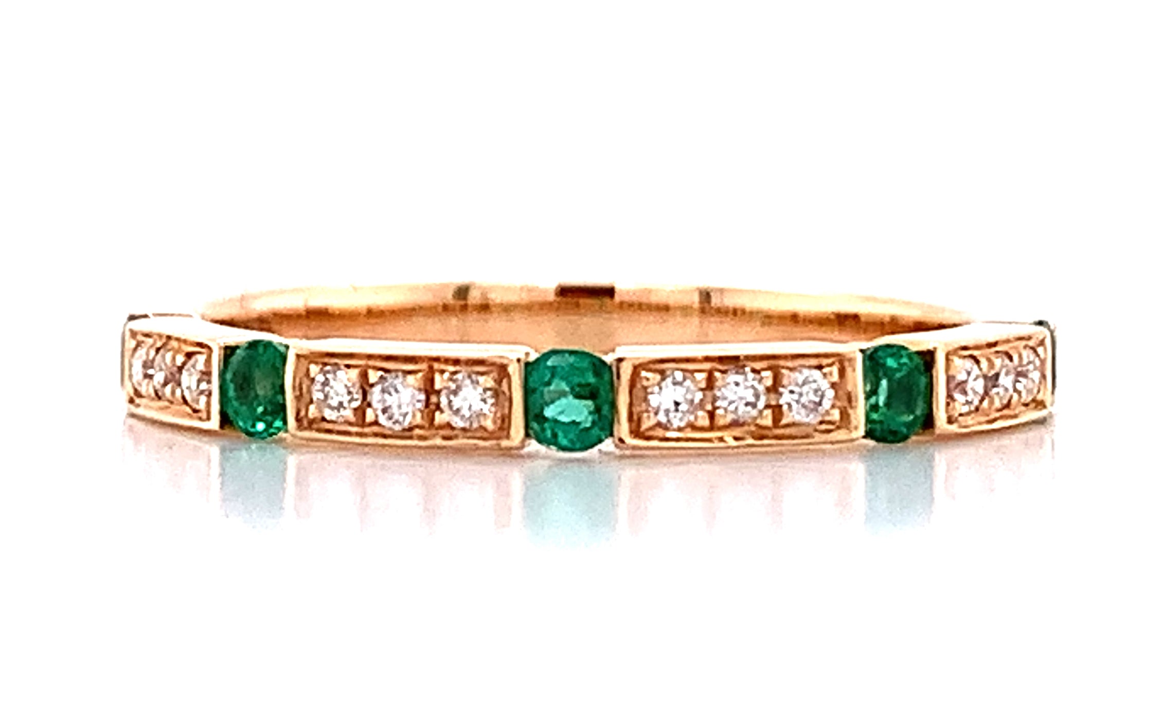 Alternating Diamond And Emerald Band Ring.