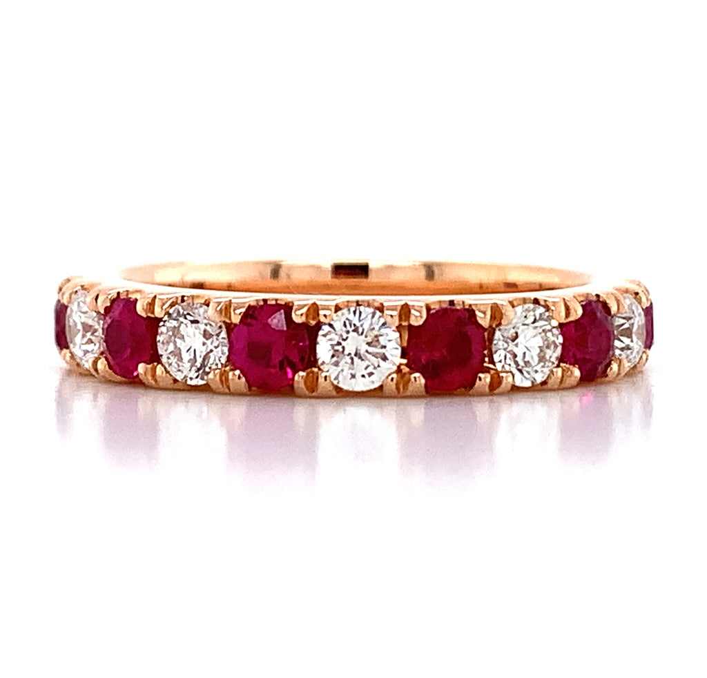 Ruby & Diamond Alternating Rose Gold Eternity Band