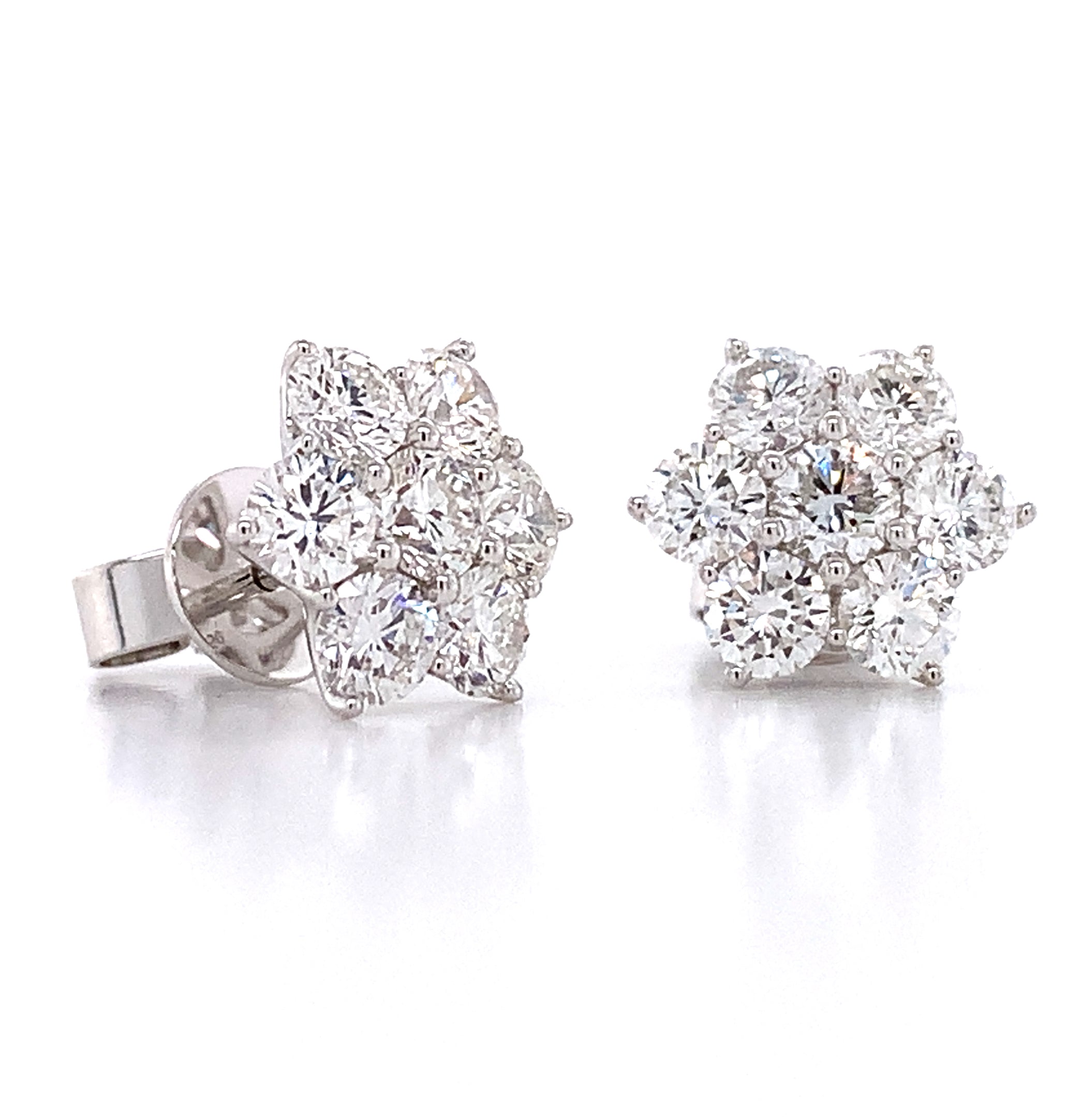1.67ctw Diamond Flower Stud Earrings