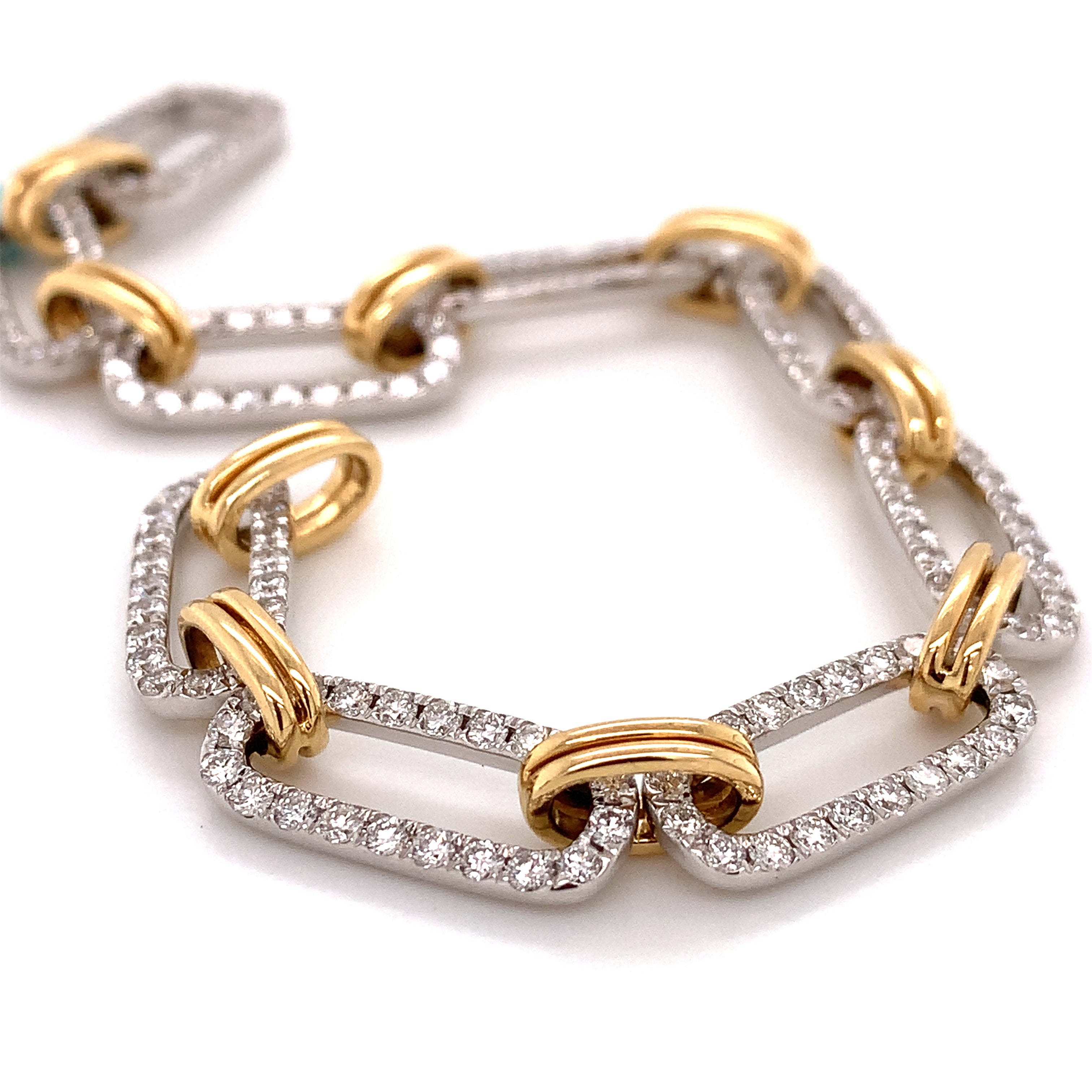 Ladies 3.76ct tw Diamond Pave Two Tone Link Bracelet