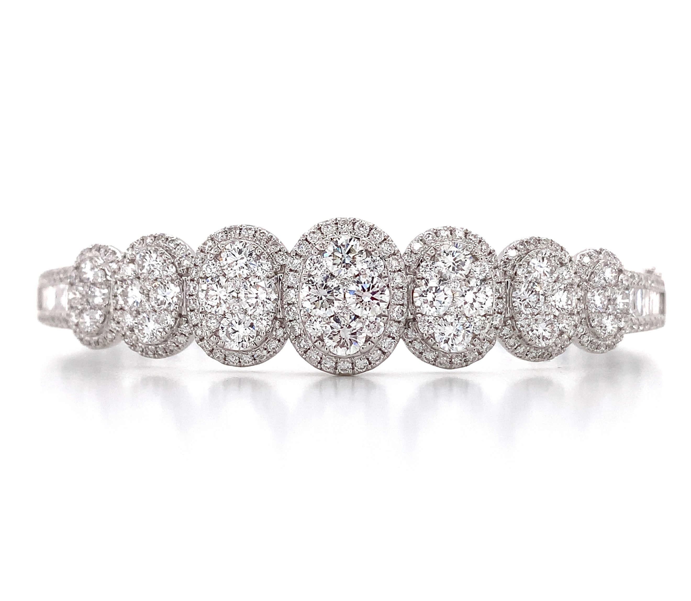 Diamond Fancy Pave Bangle Bracelet 4.14ct tw