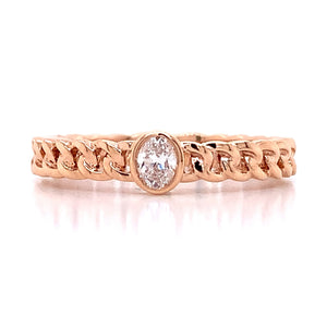 Oval-cut Diamond Link Stackable Ring