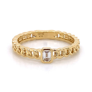 Emerald-cut Diamond Link Stackable Ring