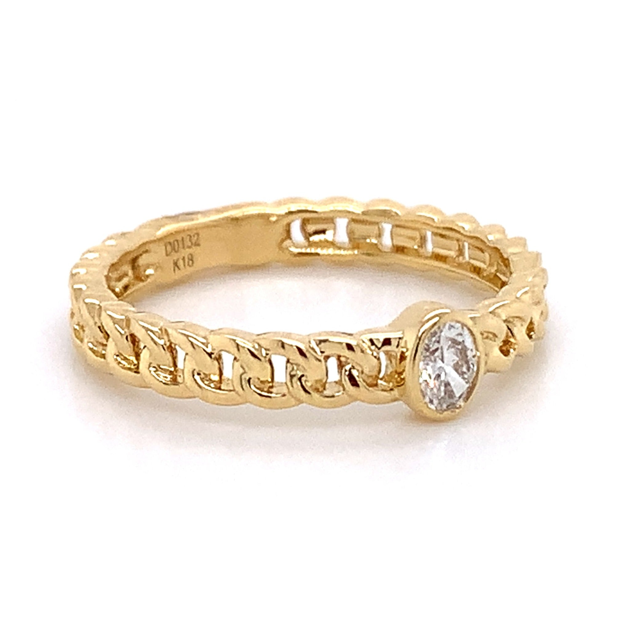 Oval-cut Diamond Link Stackable Ring