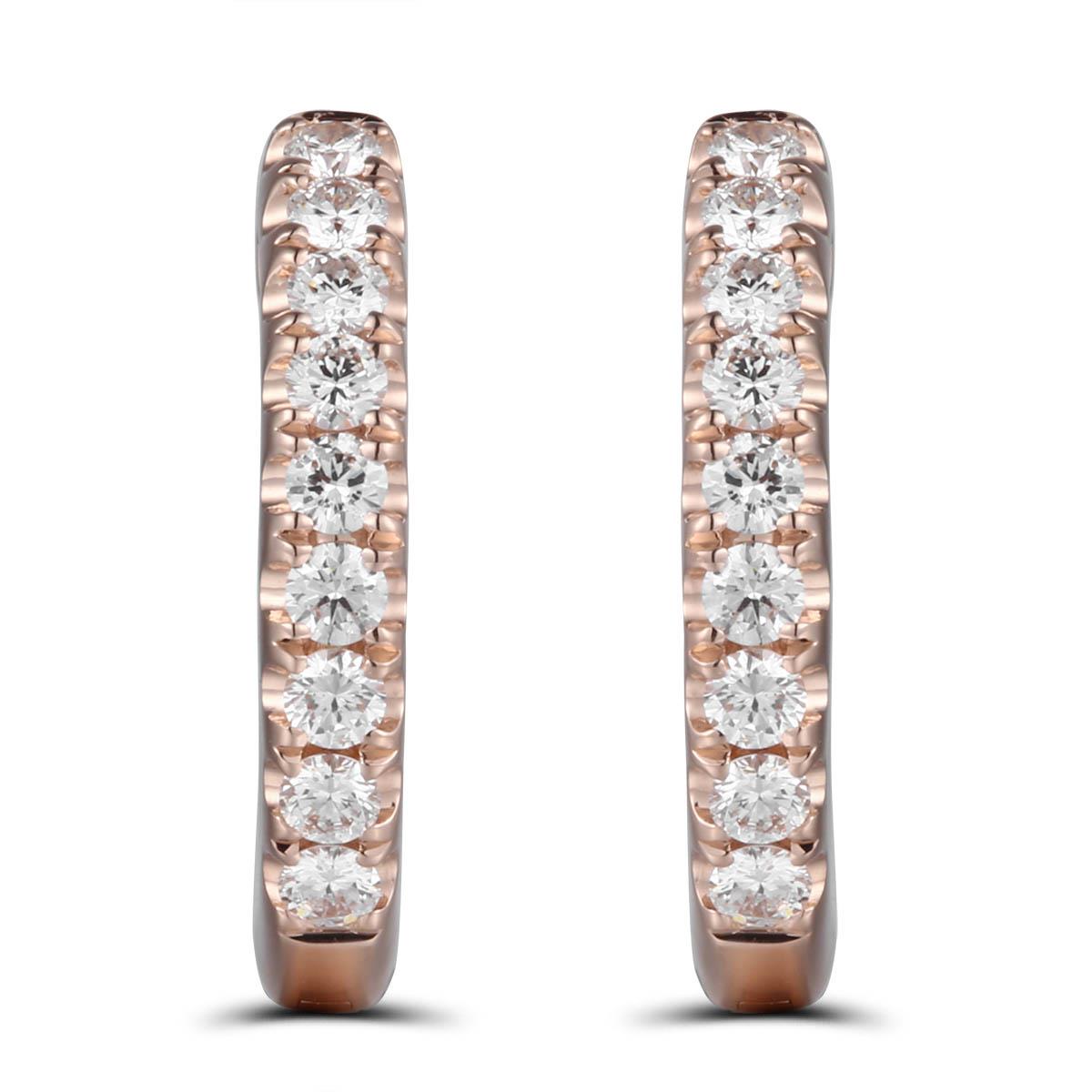 Ladies Diamond Hoop Huggie Earrings 0.38ctw