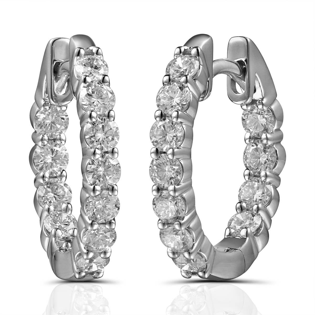 Ladies Inside-out Diamond Huggie Earrings 0.81ct tw