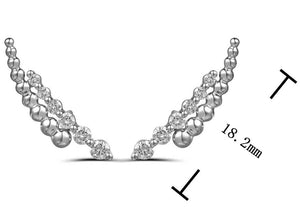 0.30CT T.W. White Gold Beaded Climber Double Row Diamond Earrings