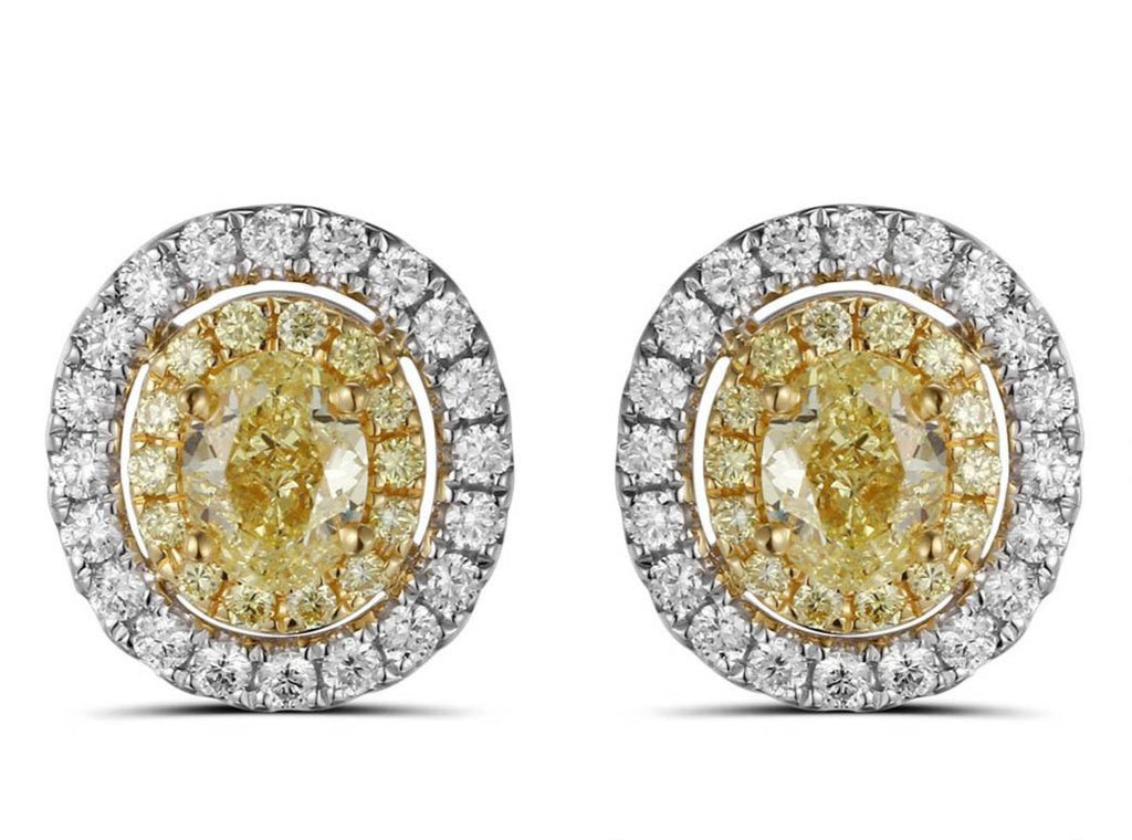 1.33ctw Fancy Yellow Diamond Stud Earrings