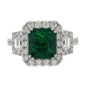 GRS Certified Ladies Statement 2.50ct Zambian Emerald - Cut Emerald & Diamond Ring