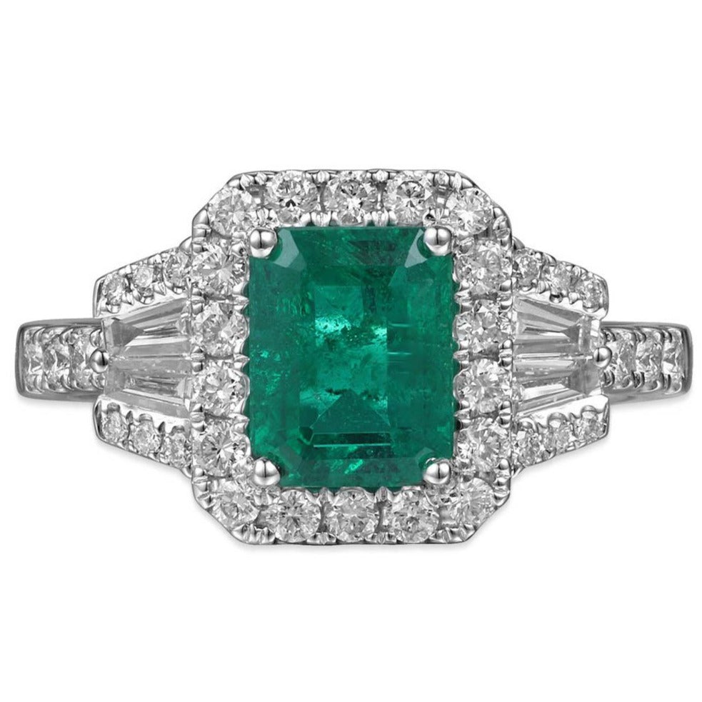 1.47ct Green Emerald Diamond Cocktail Ring