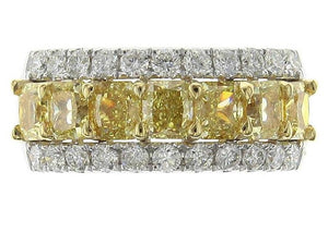 3.31ct tw Canary Fancy Yellow Radiant-cut and White Diamond Ring
