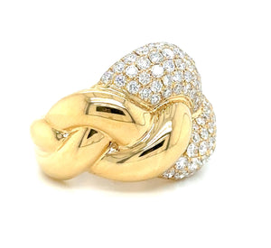 2.18ct tw Ladies Braid Link Diamond & Gold Cocktail Ring