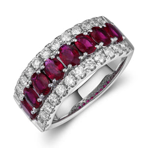 Ruby Oval-cut and White Diamond Ring