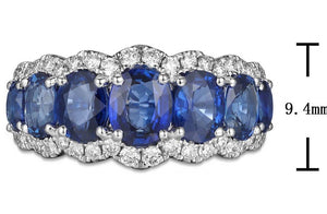 Ladies Diamond and Blue Sapphire Ring