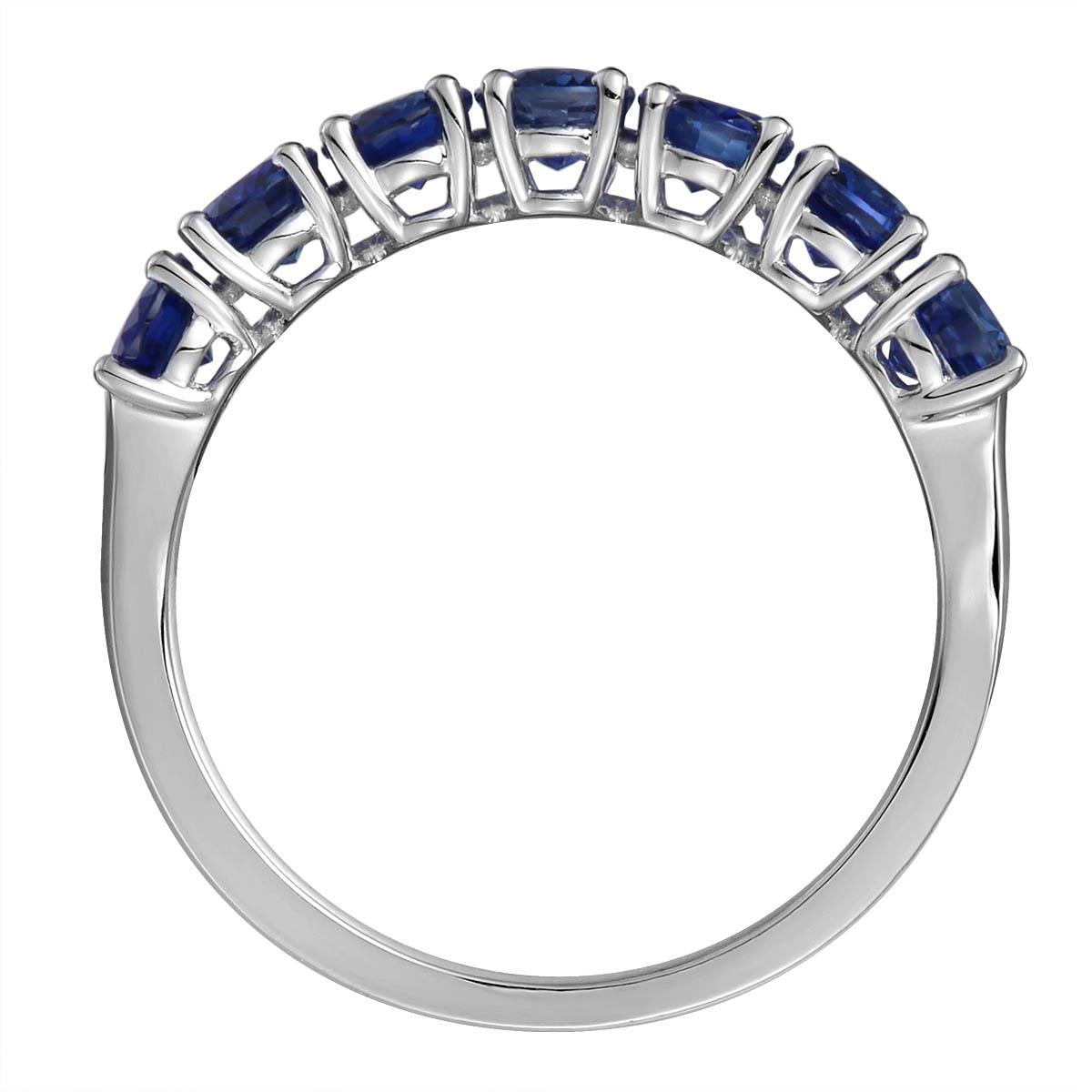 Seven Royal Blue Sapphire Oval Cut Ring 2.66ctw