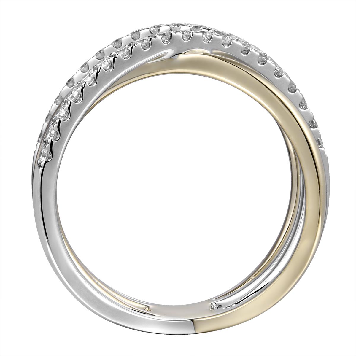 Criss-Cross Two -Tone Gold & Diamond Ring