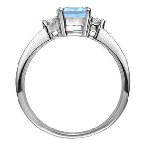 Aquamarine with Side Diamonds Ring