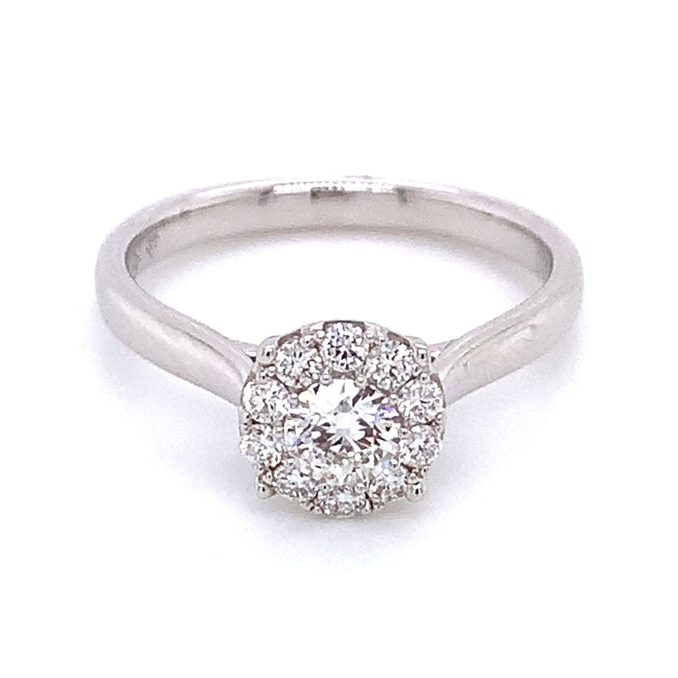 0.86ct tw Round Brilliant-cut Shape Diamond Halo White Gold Ring