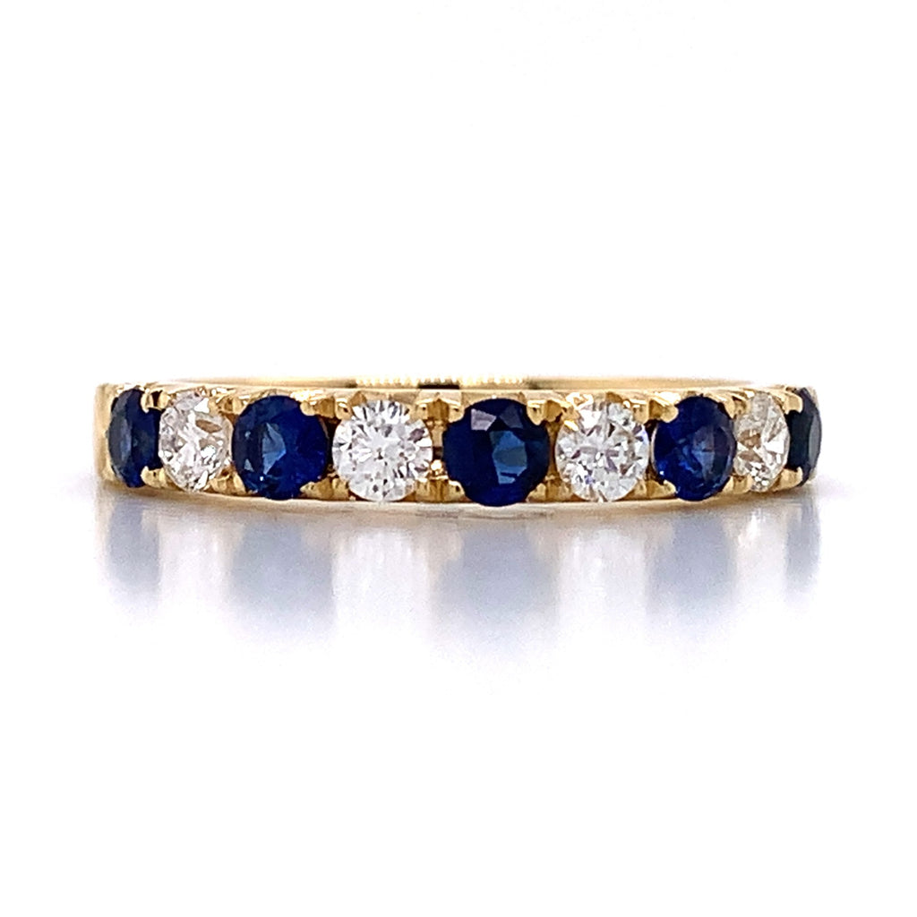 Sapphire & Diamond Alternating Yellow Gold Eternity Band