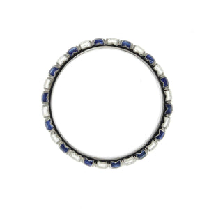 Sapphire & Diamond Alternating White Gold Eternity Stackable Band