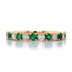 Emerald & Diamond Alternating White Gold Eternity Band
