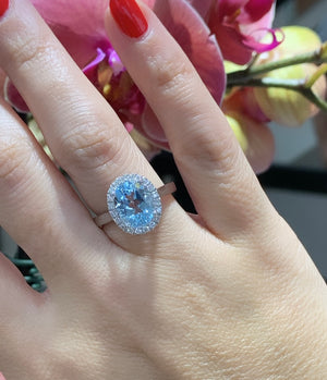 3.35ct tw Blue Topaz & Diamond Cocktail Ring