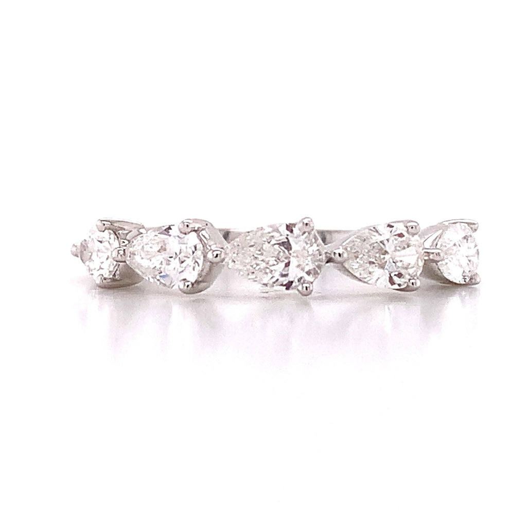 Five Pear Shape Horizontally Set Eternity Band 0.94ct tw