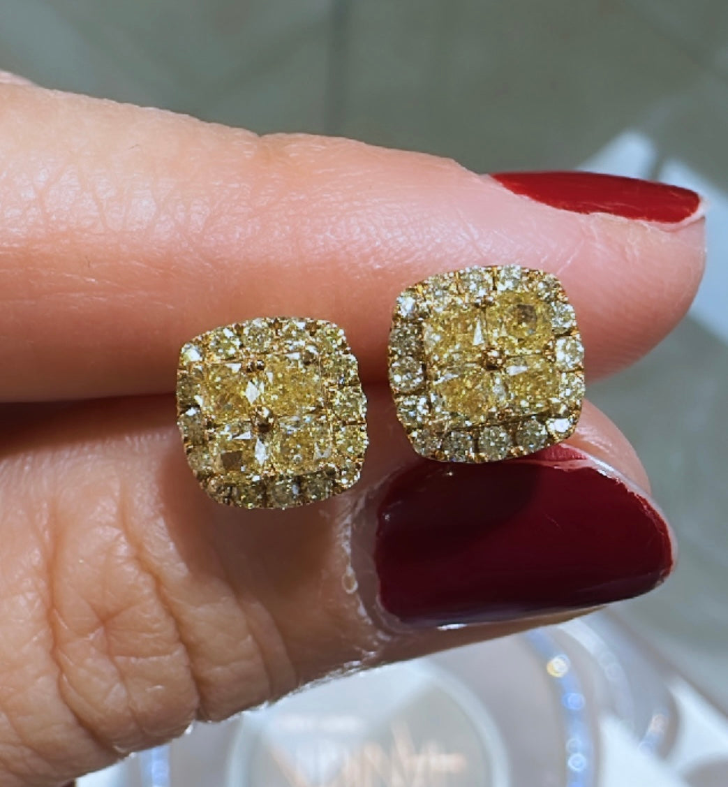 tw Canary Fancy Yellow Diamond Stud Earrings – HANIKEN