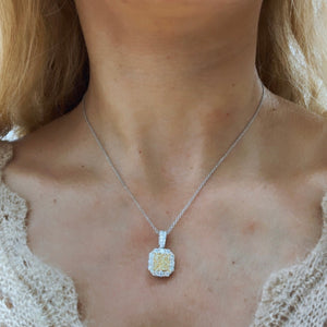 1.93ct tw Canary Fancy Yellow Diamond Pendant Necklace