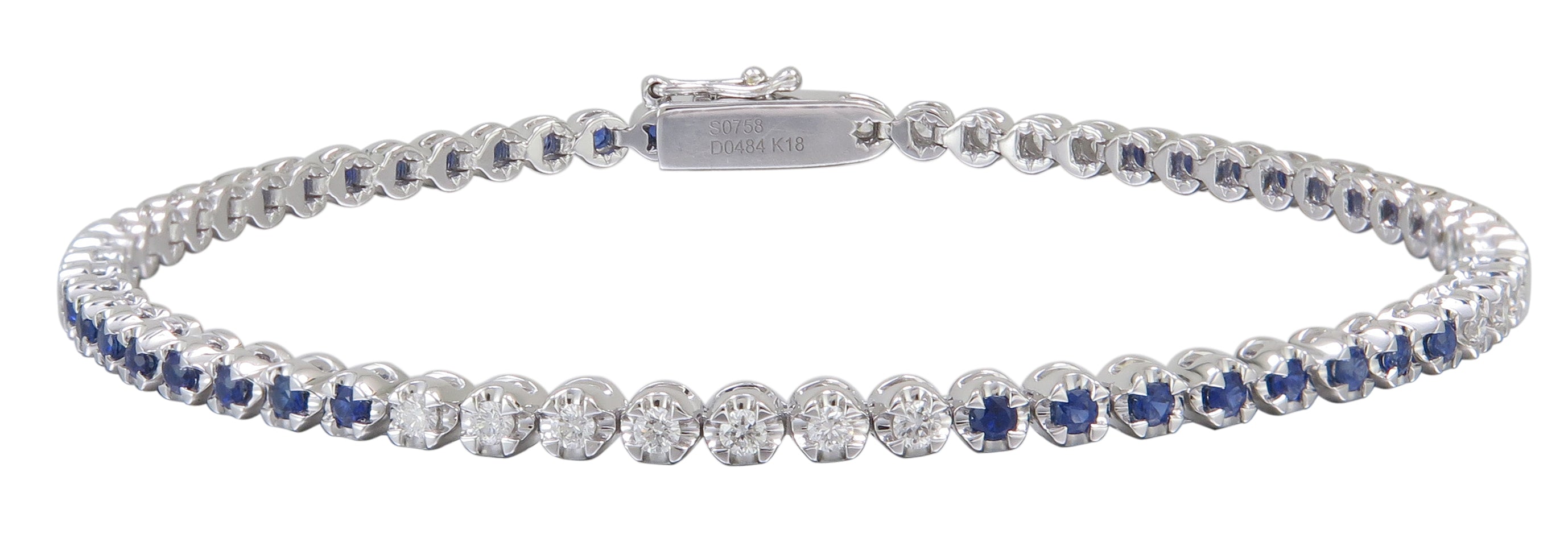 Sapphire Gem Stone & Diamond Tennis Bracelet