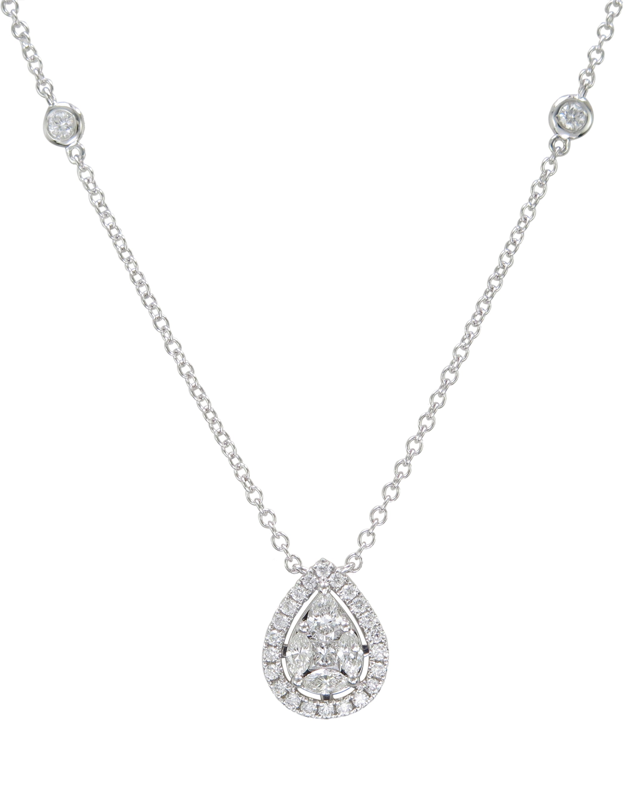 0.62ct tw Pear Shape Halo Diamond Pendant Necklace