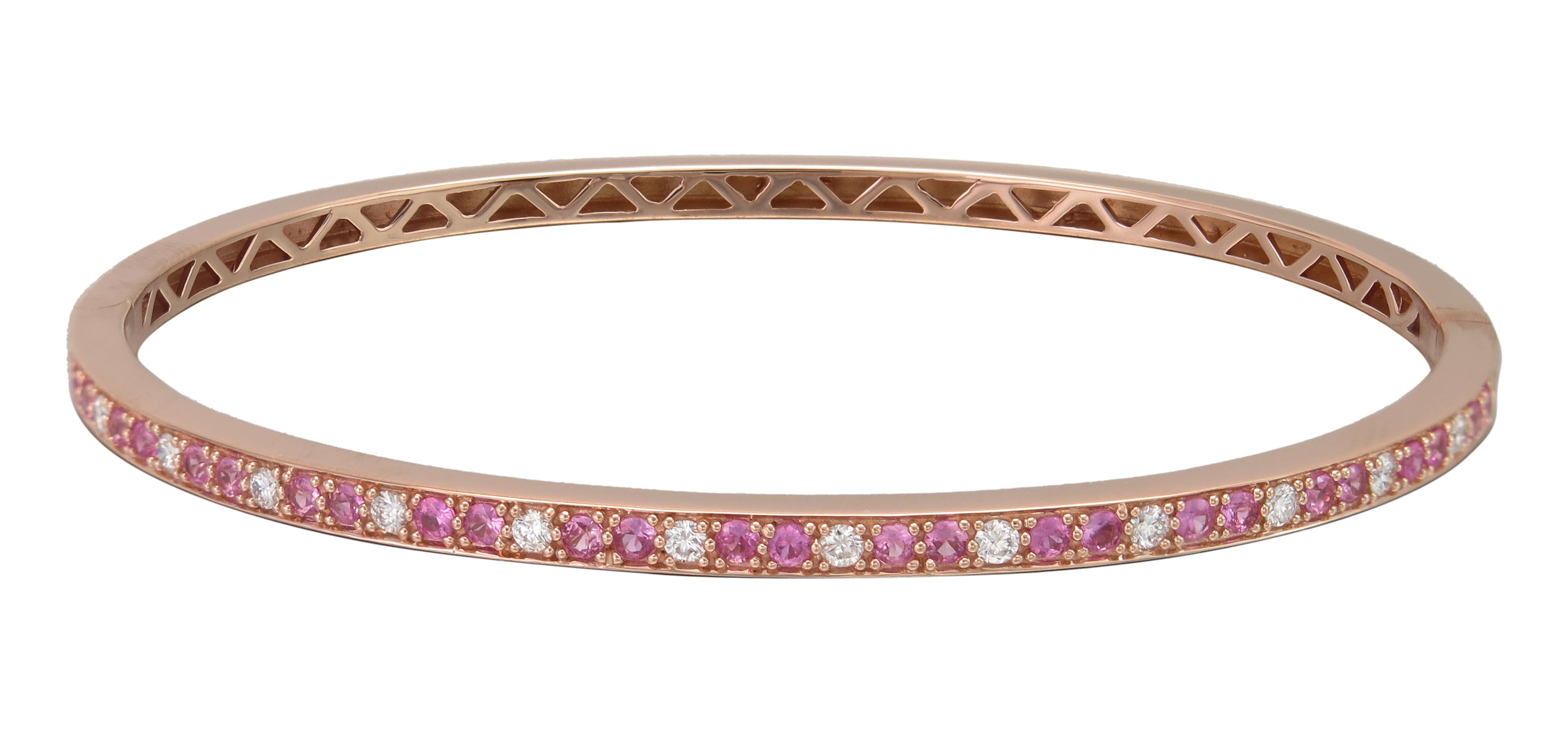 0.94ct t.w. Diamond & Pink Sapphire Rose Gold Bangle Bracelet