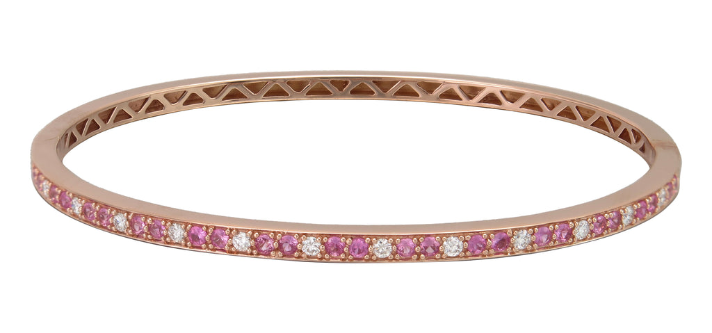 0.94ct t.w. Diamond & Pink Sapphire Rose Gold Bangle Bracelet
