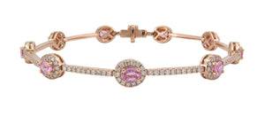 2.95ct tw Pink Sapphire and Pave Diamond Station Bracelet