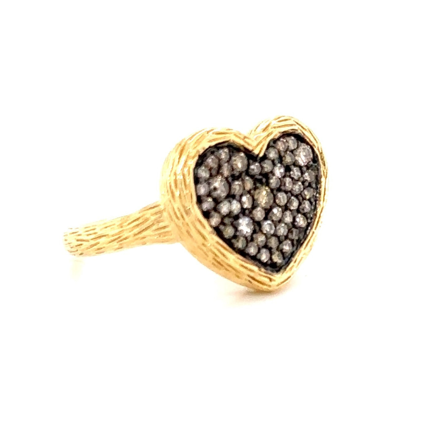 Champaign Pave Diamond Heart Right Hand Cocktail Ring