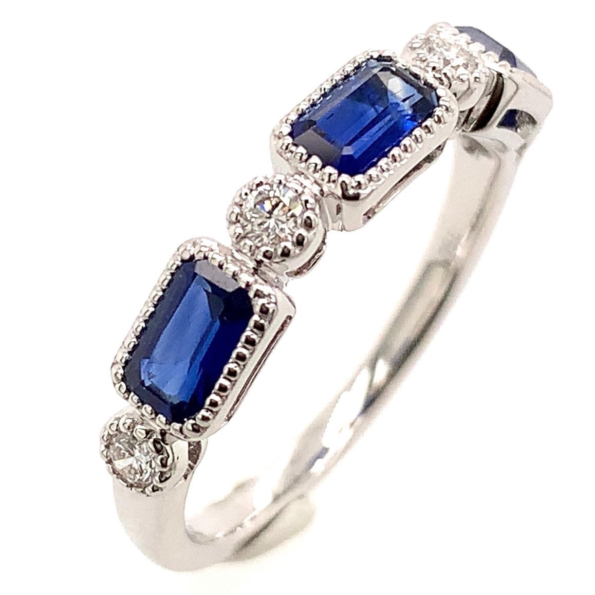 Blue Sapphire And Diamond Celebration Stackable Ring